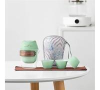 Set Di Tazze Da Tè Set Viaggio Portatile Tazza Semplice Gatto Carino Aperto Una Pentola 3 Tazze Tè Kung Fu In Ceramica Vetro Set Da Tè Pomeridiano(D)