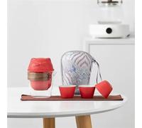 Set Di Tazze Da Tè Set Viaggio Portatile Tazza Semplice Gatto Carino Aperto Una Pentola 3 Tazze Tè Kung Fu In Ceramica Vetro Set Da Tè Pomeridiano(C)