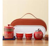 Set Di Tazze Da Tè Set Vintage Ceramica Grezza Una Pentola Quattro Tazze Tè Kung Fu Viaggio Tazza Espressa Portatile Campeggio Aperto Set Da Tè Pomeridiano(H)
