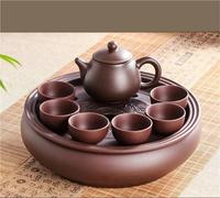 Set Di Tazze Da Tè Teiera Da 8 Pezzi Completo Tè Cerimonia Del Affari Regalo Yixing Set Con Sabbia Viola Vassoio Set Da Tè Pomeridiano(Type-G)