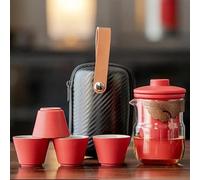 Set Di Tazze Da Tè Una Pentola Quattro Tazze Da Viaggio Set Tè Kung Fu Casalingo In Ceramica Nera Portatile Campeggio All'aperto Set Da Tè Pomeridiano(D)
