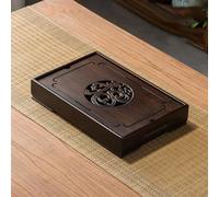 Set Di Tazze Da Tè Vassoio Tè Bambù Doppio Scopo Squisito Cavo Decorato Supporto Per Stoccaggio Acqua Drenaggio Bordo Set Da Tè Pomeridiano(34x22.5x5cm)