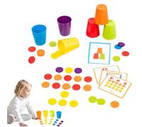 Set di tazze di stack veloci, tazze di impilamento arcobaleno - Earch Educational Educational Sviluppo giocattoli,Gioco di pensiero puzzle con 50 domande di domanda di classificazione del colore per l