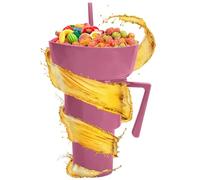 Set di tazze e ciotole, tazza per bevande con ciotola per snack sulla parte superiore, contenitore per alimenti per bevande da viaggio, latte, tè, succo, caramelle, patatine, popcorn, frutta, scuola