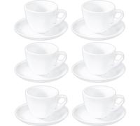 Wilmax - Tazze con piattini - Set da 6-300 ml - porcellana - Bianco - Servizio da tavola per 6 persone - Set di tazze per caffè, tè, dessert e tisane