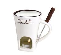 Set di tazze fonduta cioccolato | Coppa di fusione cioccolatini da 200 ml | Tazzas caffè fonduta riscaldata in ceramica con forchetta e candela | Tazze tè latte alla cioccolata calda resistenti calore