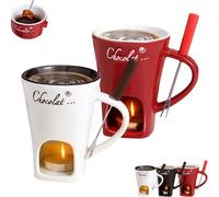 Set di tazze per sciogliere il cioccolato (con forchetta), può essere utilizzato come tazza normale o come tazza per cioccolata calda. Il design della tazza per sciogliere è unico ed è un regalo ideal