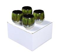 Set di tazzine da caffè espresso in ceramica Kiln - Tazza da tè giapponese - Tazza panciuta creativa - Rosso forno - Confezione da due - 101-200 ml(Kiln Green 4pc,100ml)