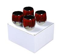 Set di tazzine da caffè espresso in ceramica Kiln - Tazza da tè giapponese - Tazza panciuta creativa - Rosso forno - Confezione da due - 101-200 ml(Kiln Turn Red 4pc,170ml)