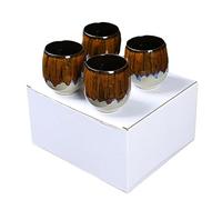 Set di tazzine da caffè espresso in ceramica Kiln - Tazza da tè giapponese - Tazza panciuta creativa - Rosso forno - Confezione da due - 101-200 ml(Kiln Yellowing 4pc,100ml)