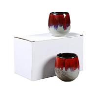 Set di tazzine da caffè espresso in ceramica Kiln - Tazza da tè giapponese - Tazza panciuta creativa - Rosso forno - Confezione da due - 101-200 ml(Kiln Turn Red 2pc,170ml)
