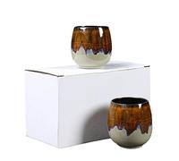 Set di tazzine da caffè espresso in ceramica Kiln - Tazza da tè giapponese - Tazza panciuta creativa - Rosso forno - Confezione da due - 101-200 ml(Kiln Yellowing 2pc,100ml)