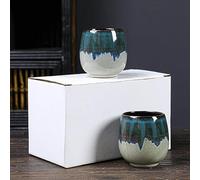 Set di tazzine da caffè espresso in ceramica Kiln - Tazza da tè giapponese - Tazza panciuta creativa - Rosso forno - Confezione da due - 101-200 ml(Kiln Blue 2pc,170ml)