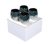 Set di tazzine da caffè espresso in ceramica Kiln - Tazza da tè giapponese - Tazza panciuta creativa - Rosso forno - Confezione da due - 101-200 ml(Kiln Blue 4pc,170ml)