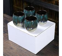 Set di tazzine da caffè espresso in ceramica Kiln - Tazza da tè giapponese - Tazza panciuta creativa - Rosso forno - Confezione da due - 101-200 ml(Kiln Green 4pc,170ml)