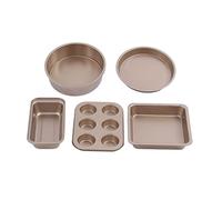 Set di teglie da forno professionali in acciaio al carbonio con stampi per torte, teglie per pizza e vassoio per la di casa. (Oro)