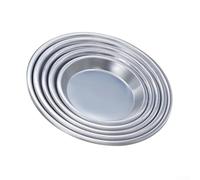 Set di teglie per pizza rotonde in alluminio anodizzato, progettate per un'efficiente conducibilità termica, offrendo diverse opzioni di dimensioni e stili profondi o bassi (28 cm)