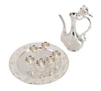 Set di teiere da caffè vintage con teiera in lega zinco a 6(White)