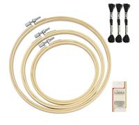 Set di telai da ricamo rotondi, 3 anelli a punto croce, telaio da ricamo da 20 cm, telaio da ricamo grande, telaio da ricamo in legno, anello a punto croce, in bambù, con 16 aghi da cucito + 3 fili