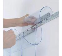 Set di tende a strisce in PVC trasparente, larghezza 270 cm, altezza regolabile, 150300 cm, preinstallate, ideali per stalle, magazzini e recinti per animali.