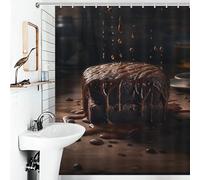 Set di tende da a con 12 ganci, in tessuto impermeabile, lavabili, moderne tende da a con torta al cioccolato, per la decorazione della vasca da bagno, 72x72 pollici