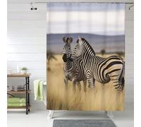 Set di tende da a con 12 ganci, tessuto impermeabile, tenda lavabile, moderne zebre in Sudafrica, tende da a per vasca da bagno, decorazione 60x72 pollici