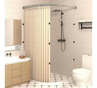 Set di tende da doccia curve, tenda da doccia pieghevole magnetica, divisorio angolare impermeabile per bagno con asta curva, con asta per tenda da doccia e striscia di ritenzione idrica.(X85~90cmxY12