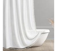 Set di tende da doccia di alta qualità, resistenti, color bianco panna, impermeabili e lavabili, in cotone e lino, stile moderno, decorazione per il bagno, 183 x 198 cm