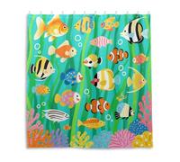 Set di tende da doccia resistenti all'acqua con gancio, 168 x 182 cm, motivo animali marini, in poliestere, lavabile, fodera per doccia anni '00, decorazione per bagno di lusso