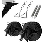 Set di tende da sole per camper e roulotte, con cinghie regolabili in poliestere + ancoraggio a terra + molle di trazione + custodia (nero)