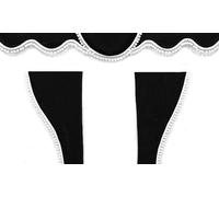 Set di tende per camion - 3 pezzi in nero con pompon bianchi