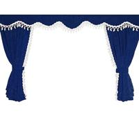 Set di tende per camion - 5 pezzi in blu con nappe bianche