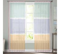 Set di tende trasparenti colorate, 213,4 cm, a righe, per soggiorno e camera da letto, filtraggio della luce, tendaggi per finestre, design astratto a blocchi, 2 pannelli