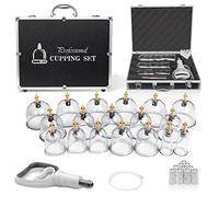 Set di terapia a coppa cinese, Cupping Set, Kit per Coppettazione a Vuoto, 18 ventose a vuoto con manico di pompaggio, Set per la coppettazione di qualità superiore, Coppettazione massaggio a ventosa