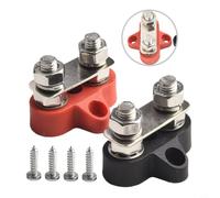 Set di terminali M8 con perno rosso e nero, 48 V DC | Ideale per installazioni solari, per collegamenti a batteria, sistemi off-grid, layout di cablaggio chiaro