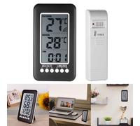 Set di termometro e orologio digitale wireless, monitor della temperatura interna ed esterna con memoria massima minima, sensore remoto da 100 metri, montaggio a parete o supporto da tavolo