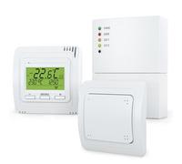 Set di termostato radio per ambienti, EB71332-2R, controllo del riscaldamento e controllo della luce con ricevitore, termostato e pulsante radio, risparmio energetico con programma settimanale