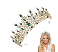 Set di tiara e fasce per il compleanno della bambina | Cerchietto per capelli da principessa con strass verde e oro, con scritta "Happy Birthday"