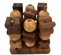 Set Di Tic Tac Toe Fatti A Mano In Legno 3D Con Nodini E Croci XO