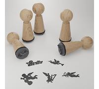 Set di timbri a forma di angelo, 5 motivi magici per teste creative, timbri in legno di alta qualità per decorare biglietti e decorazioni, idea regalo perfetta per gli appassionati di angeli