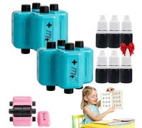 Set di timbri a rullo 4 in 1, strumento di pratica per la matematica, 4 in 1, riutilizzabili, per insegnamento digitale, per bambini, addizione, sottrazione, moltiplicazione (blu, 2 pezzi)