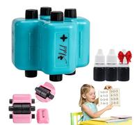 Set di timbri a rullo 4 in 1, strumento di pratica per la matematica, 4 in 1, riutilizzabili, per insegnamento digitale, per bambini, addizione, sottrazione, moltiplicazione (blu, 1 pezzo)