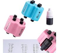 Set di timbri a rullo matematici 4 in 1, strumento per esercitarsi con addizioni, sottrazioni, moltiplicazioni e divisioni, timbro a rullo digitale randomizzato aggiornato, addizioni (ALL)