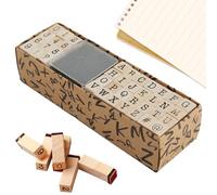 Set Di Timbri Con Lettere Da 40 Pezzi - Timbri Con Numeri E Alfabeti In Legno Da 3,5x1x1 Cm Con Tampone Di Inchiostro | Kit Artigianale Con Simboli Dalla A Alla Z Per Scrapbooking, Journaling, Invito