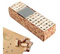 Set Di Timbri Con Lettere Da 40 Pezzi - Timbri Con Numeri E Alfabeti In Legno Da 3,5x1x1 Cm Con Tampone Di Inchiostro | Kit Artigianale Con Simboli Dalla A Alla Z Per Scrapbooking, Journaling, Invito