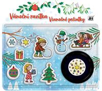 Set di timbri Natale per bambini, 9 pz con tampone blu