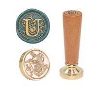 Set di timbri per cera incisi in ottone con manico in legno per corrispondenza elegante e inviti per feste, design antico, set di timbri per ceralacca