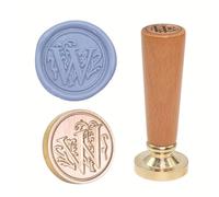 Set di timbri per ceralacca dal design antico, in ottone, con punta incisa e impugnatura in legno, per biglietti di inviti, buste per feste, sigilli di cera per inviti