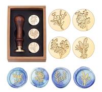 Set di timbri per fiori e piante, set di timbri per sigillatura botanica, rosa, lavanda, eucalipto, foglia, cosmo, motivo floreale, testa in ottone, per matrimonio, biglietto di invito, busta, agenda