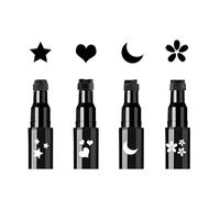 Set di timbri per il viso e eyeliner, 4 pezzi timbri di forma nera e eyeliner liner in feltro, penna 2-in-1 per trucco occhi, Face Stamp and Eyeliner Set
